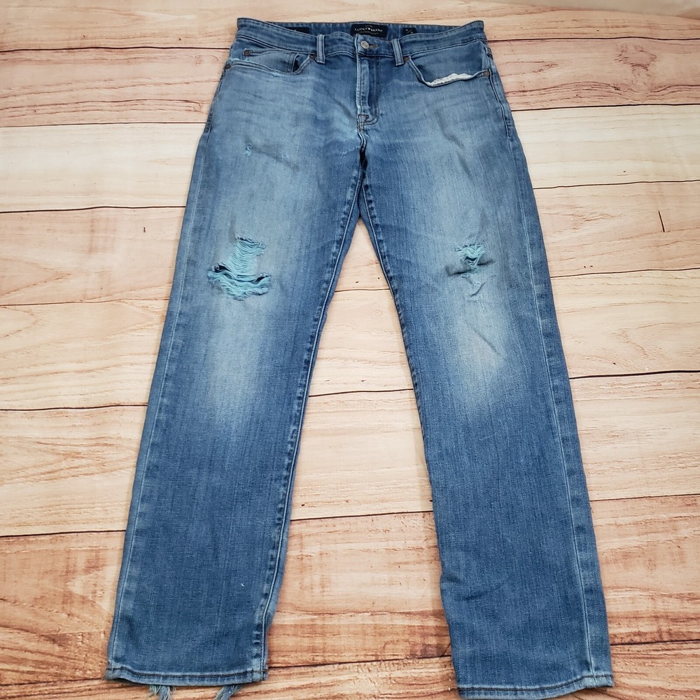 Lucky Brand 121 Slim Jeans Mens 32x32 Blue Straight Denim Button Pockets Adult